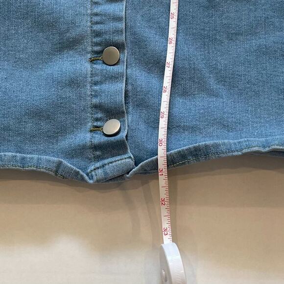 Short Sleeve Light Wash/Rinse Denim Button Down Mini Shirt Dress Belt Loops S - Picture 11 of 13